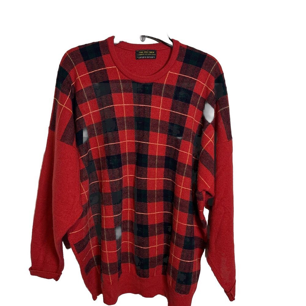 Vtg The Old Course St Andrews Sweater Men 2XL? Plaid  Scotland Golf Acrylic Wool